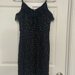 Black Polka Dot Dress with Ruffle Detail